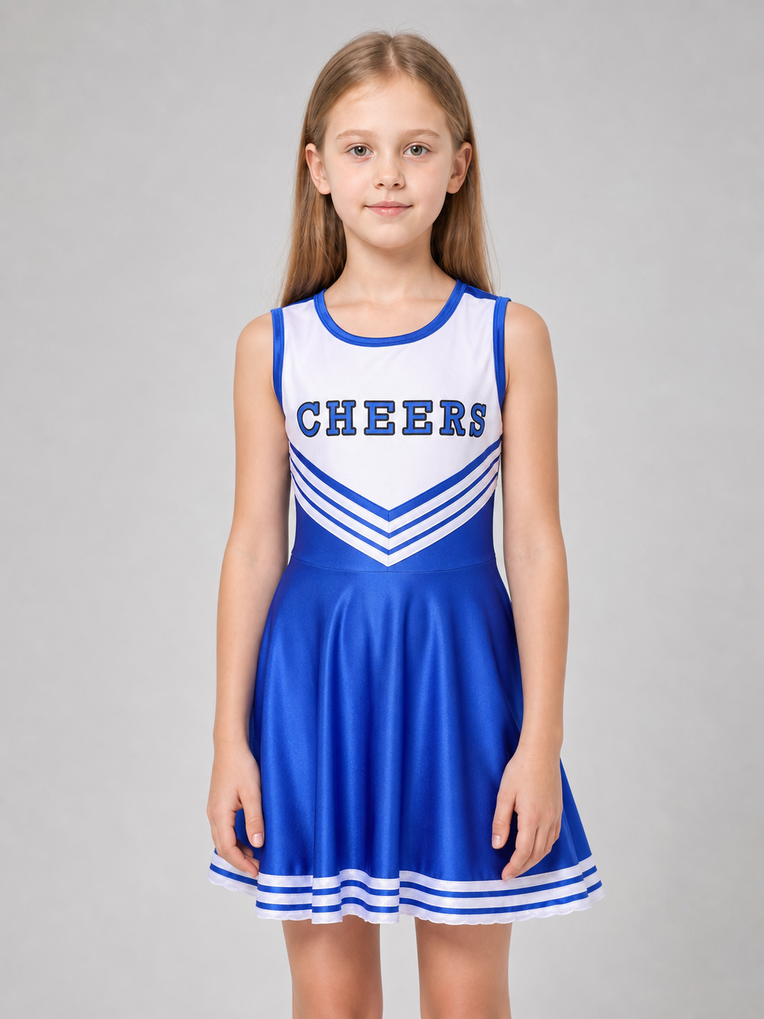 Cheerleading Costume with Pom-Poms and Knee-High Socks