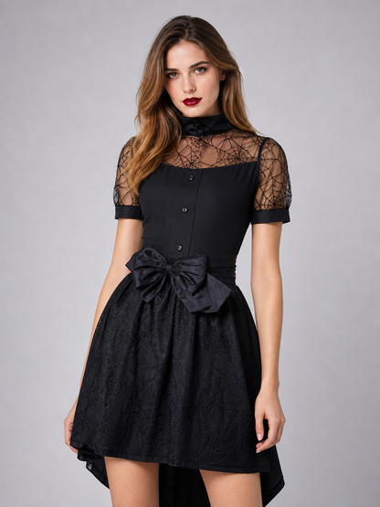 Black masquerade costume designed as a magical outfit with expressive details.