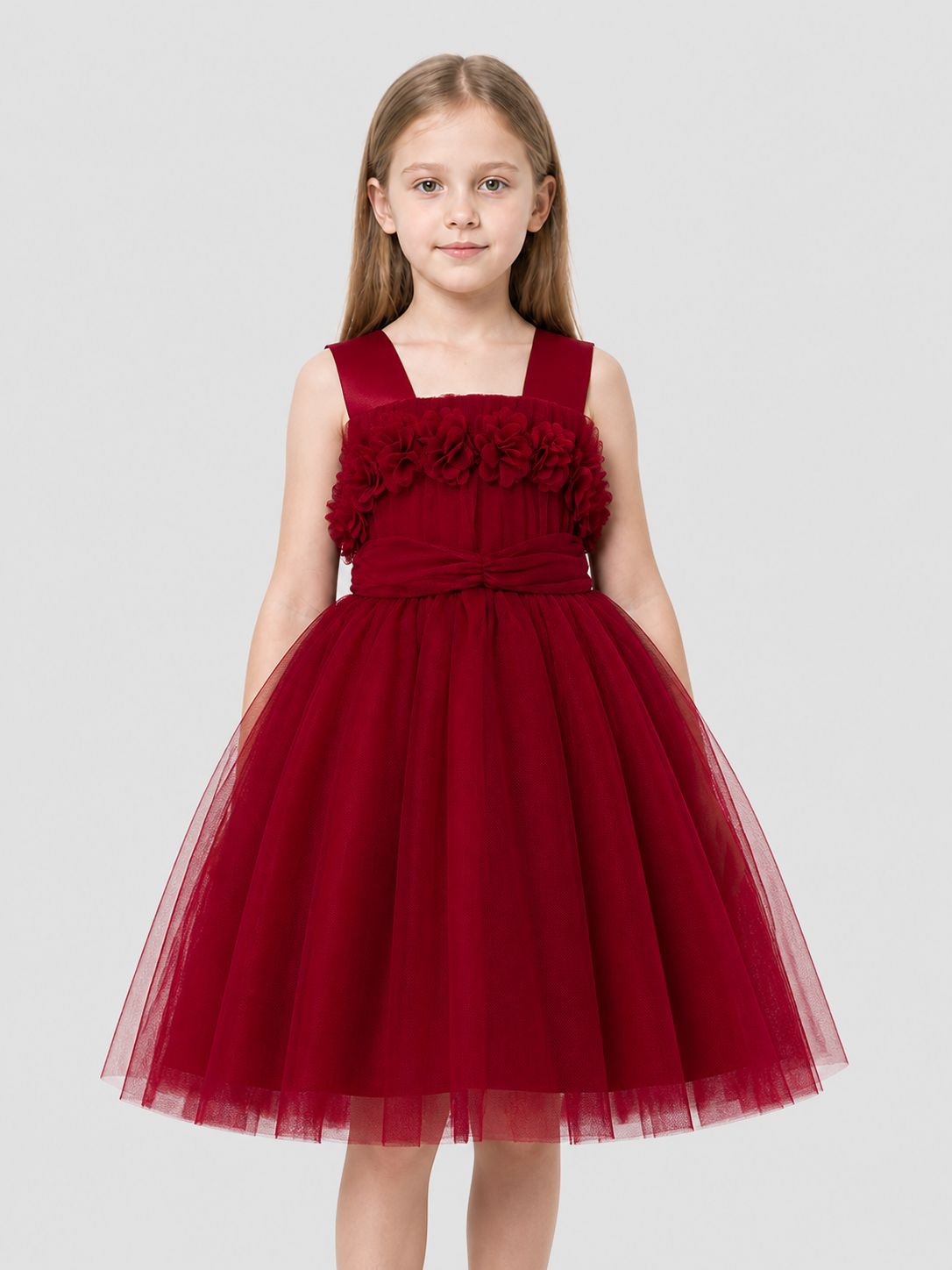 Burgundy Princess Dress for Girls with a Full Skirt Costume Dresses detail 3