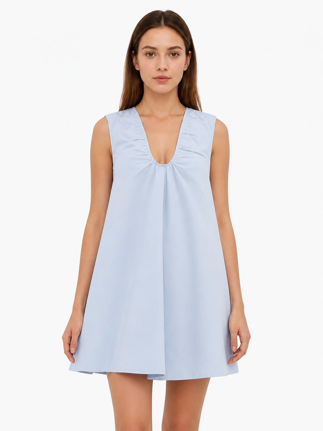 Sleeveless A-Line Dress with a Gathered Neckline Costume Dresses detail 3