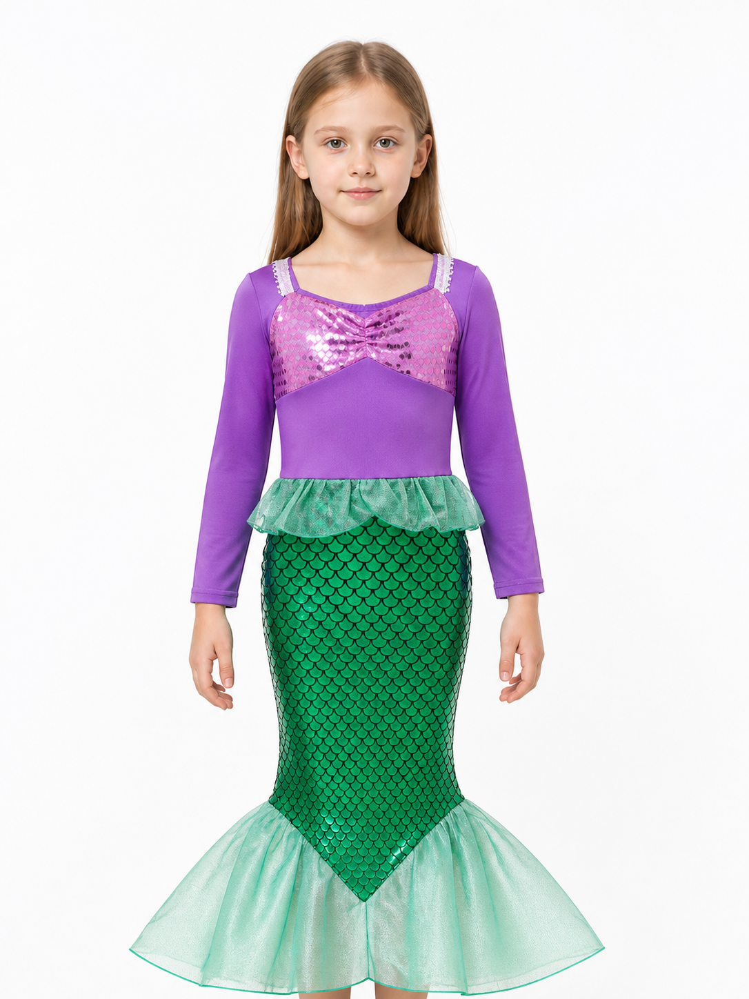 Children's Mermaid Costume with Sequins and a Green Tail Costumes detail 3