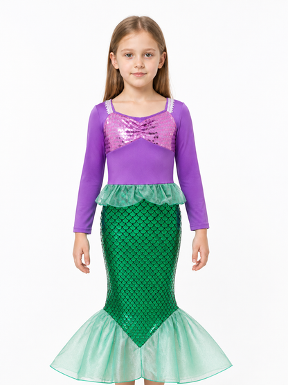Children's Mermaid Costume with Sequins and a Green Tail Costumes detail 3