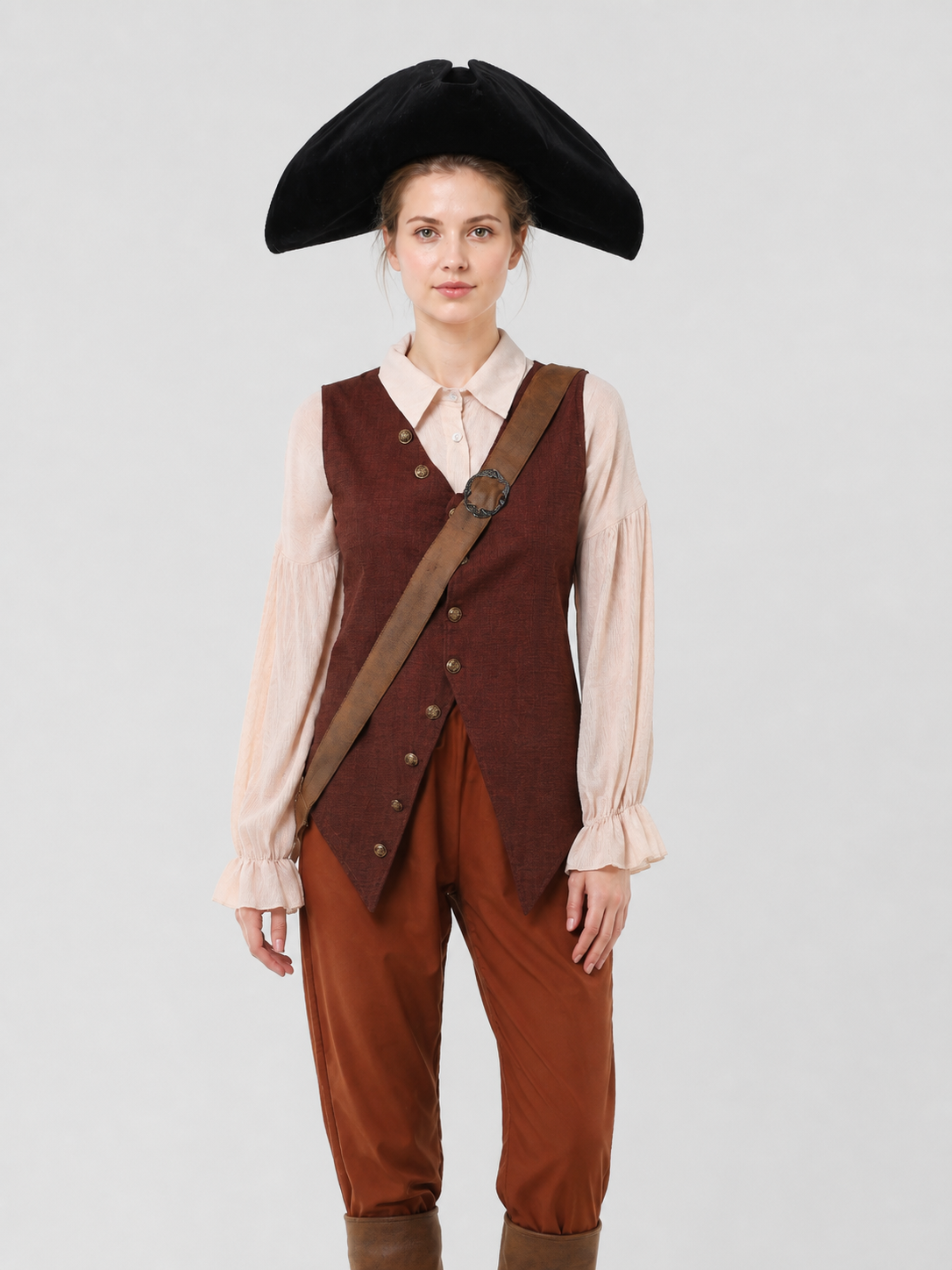 Pirate Costume with Vest and Hat, Sizes S-XXL