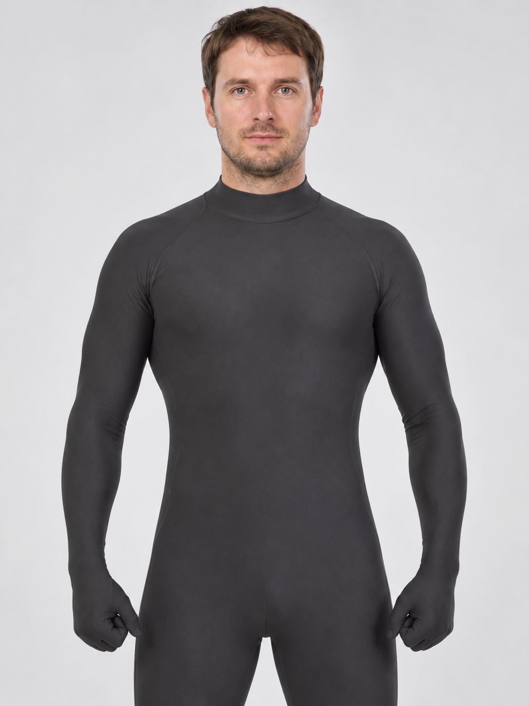 Fitted Black Jumpsuit with High Neck