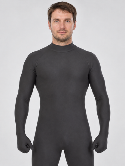 Fitted Black Jumpsuit with High Neck