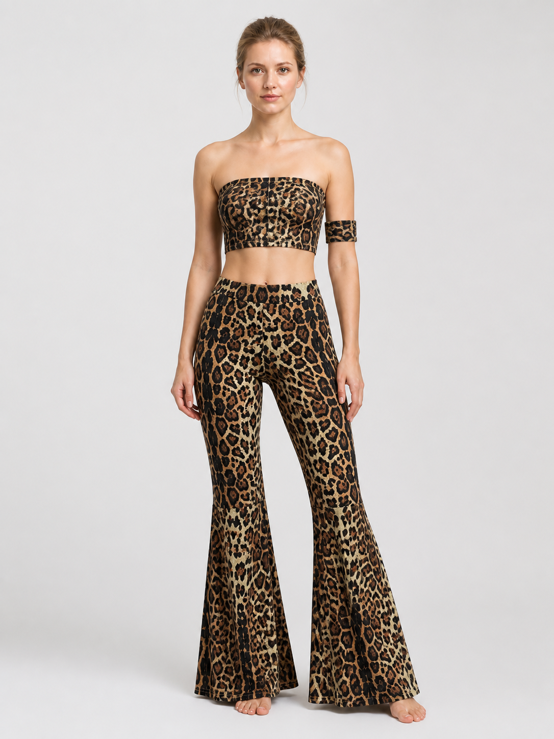 Leopard Flare Pants with Fabric Accessory Costume Accessories detail 3