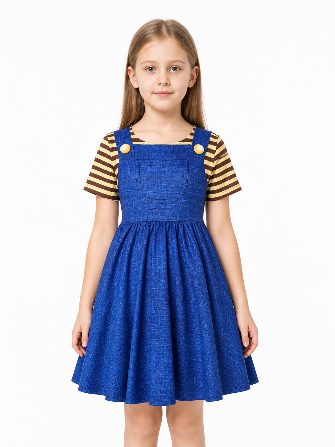 Minion Sundress, Striped Sleeves, Gold Buttons product detail 3