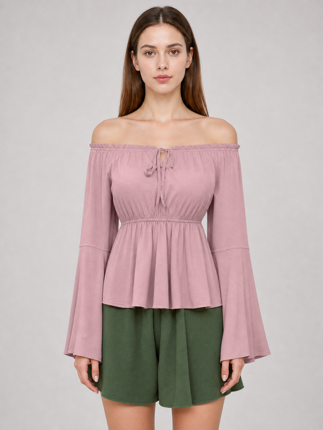 Off-the-Shoulder Blouse with Long Sleeves