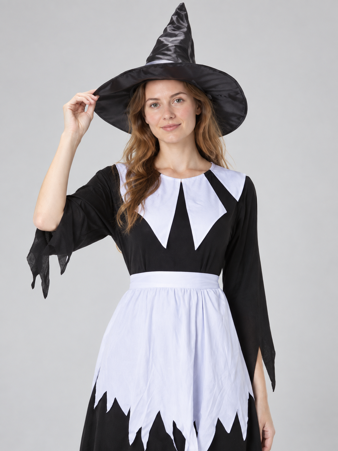 Witch Halloween Costume with Black Dress and Hat