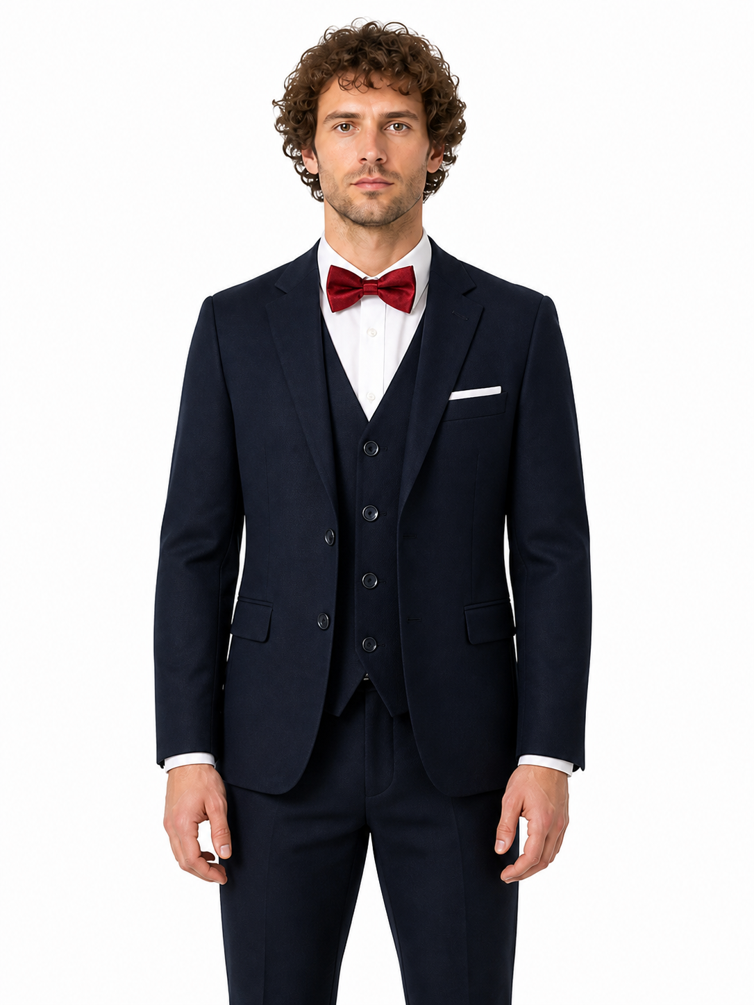 Dark Navy Five-Piece Children's Suit with Bow Tie