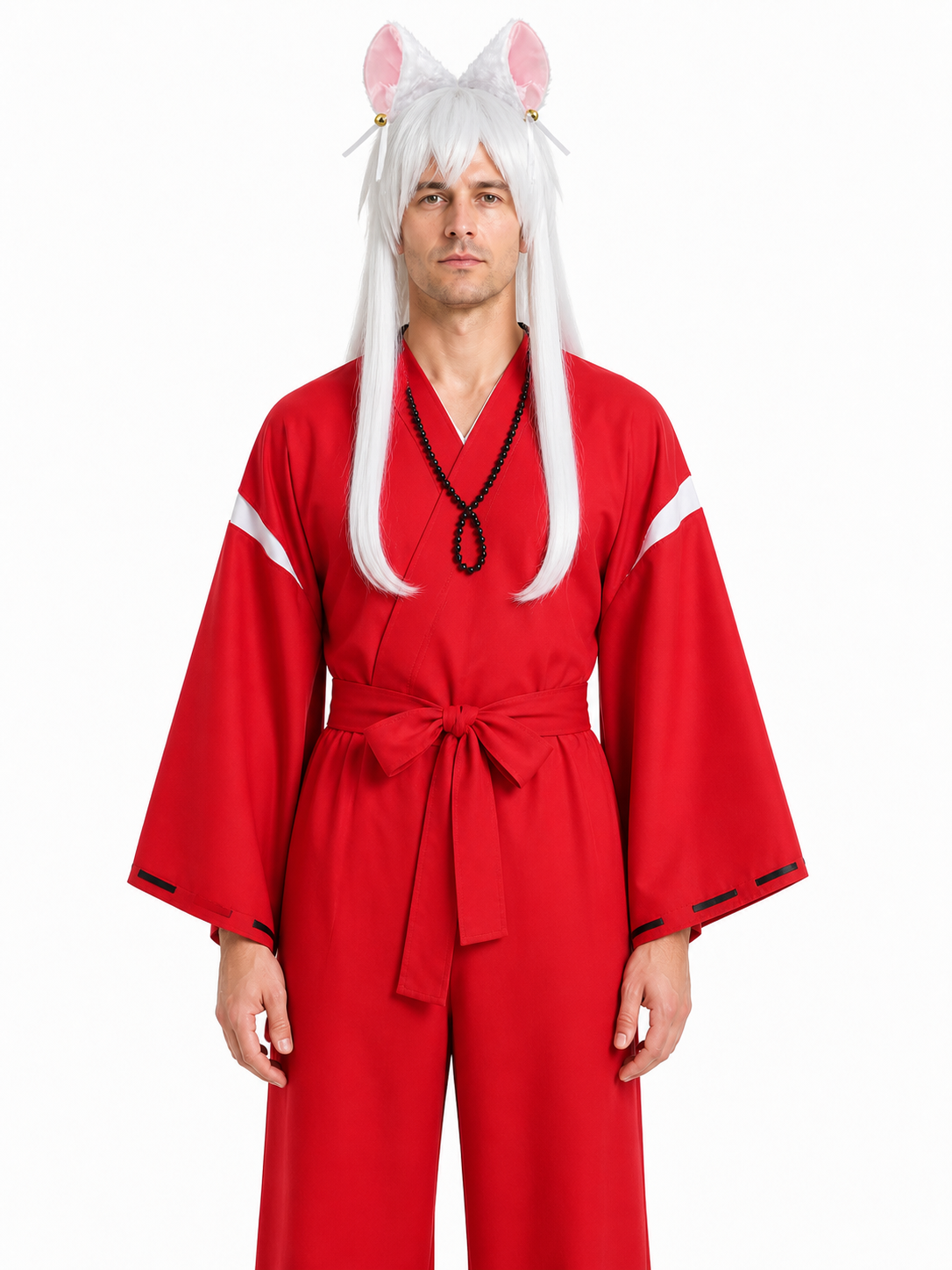 Inuyasha Cosplay Costume, Red Kimono with Wig and Ears Costume Wigs detail 3