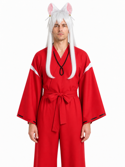 Inuyasha Cosplay Costume, Red Kimono with Wig and Ears Costume Wigs detail 3