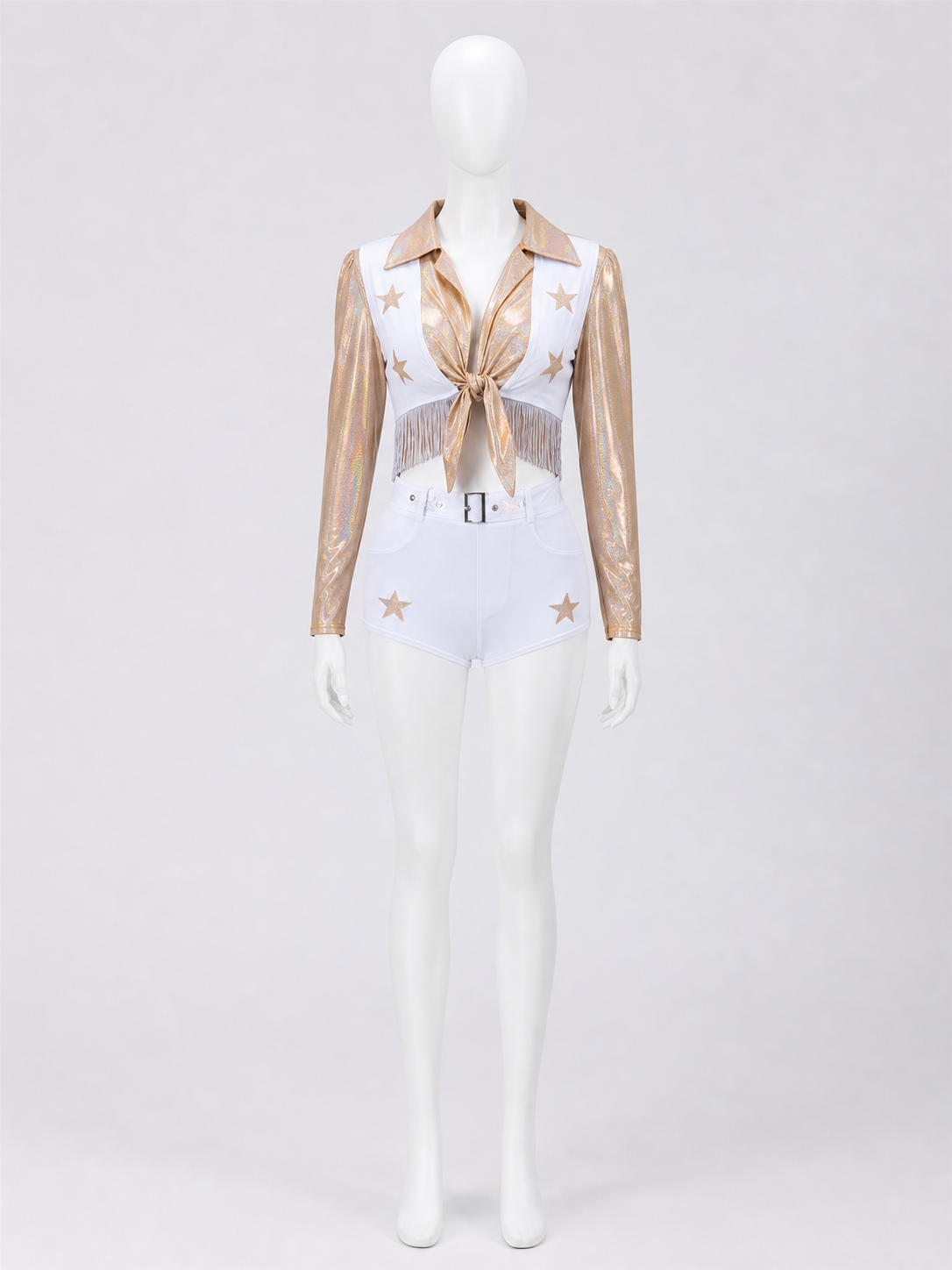 Two-Piece White and Gold Stage Costume Costumes detail 2