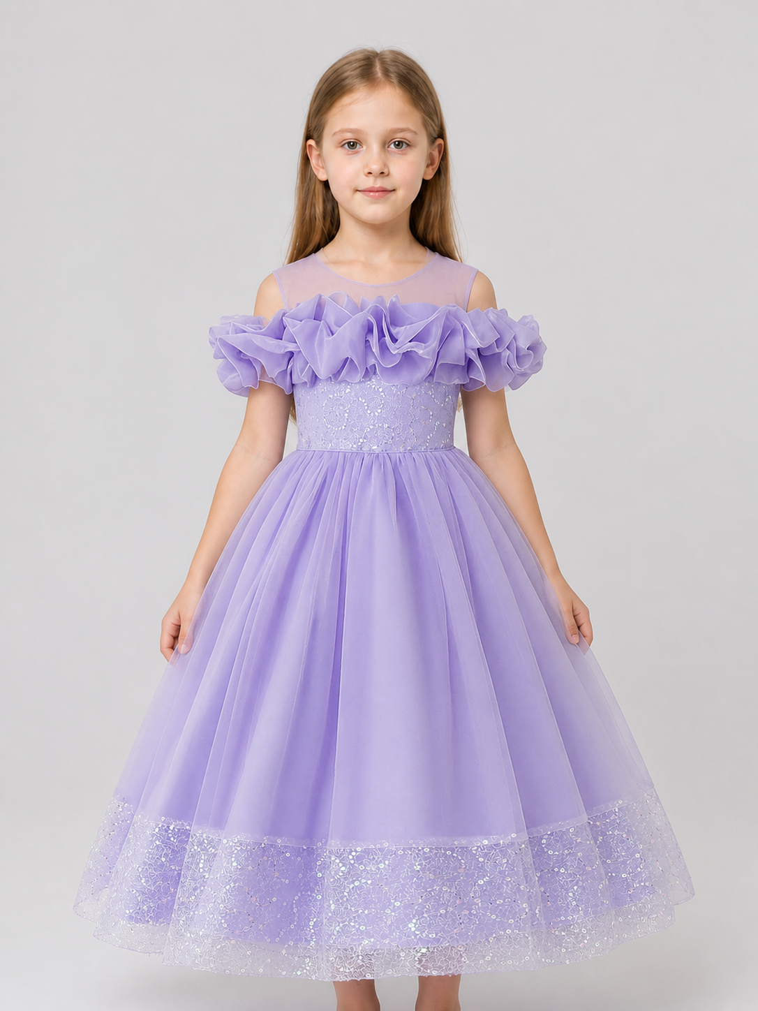 Long, full-length dress made of sequin mesh fabric Costume Dresses detail 3