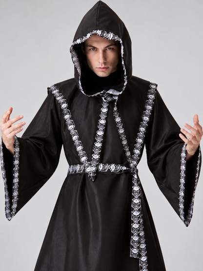 Vampire Costume: Black with Hood and Belt