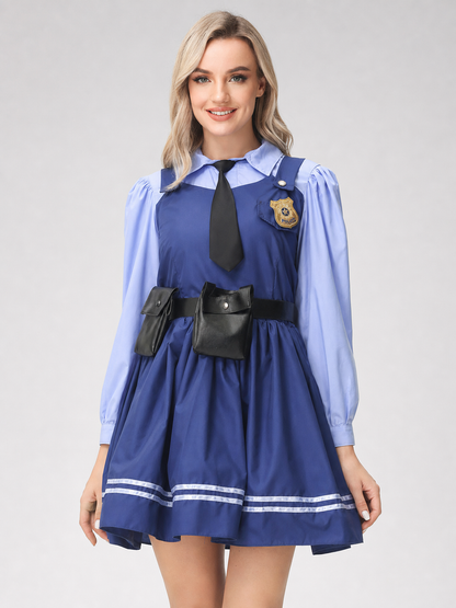 Police Costume with Skirt, Tie, and Badge