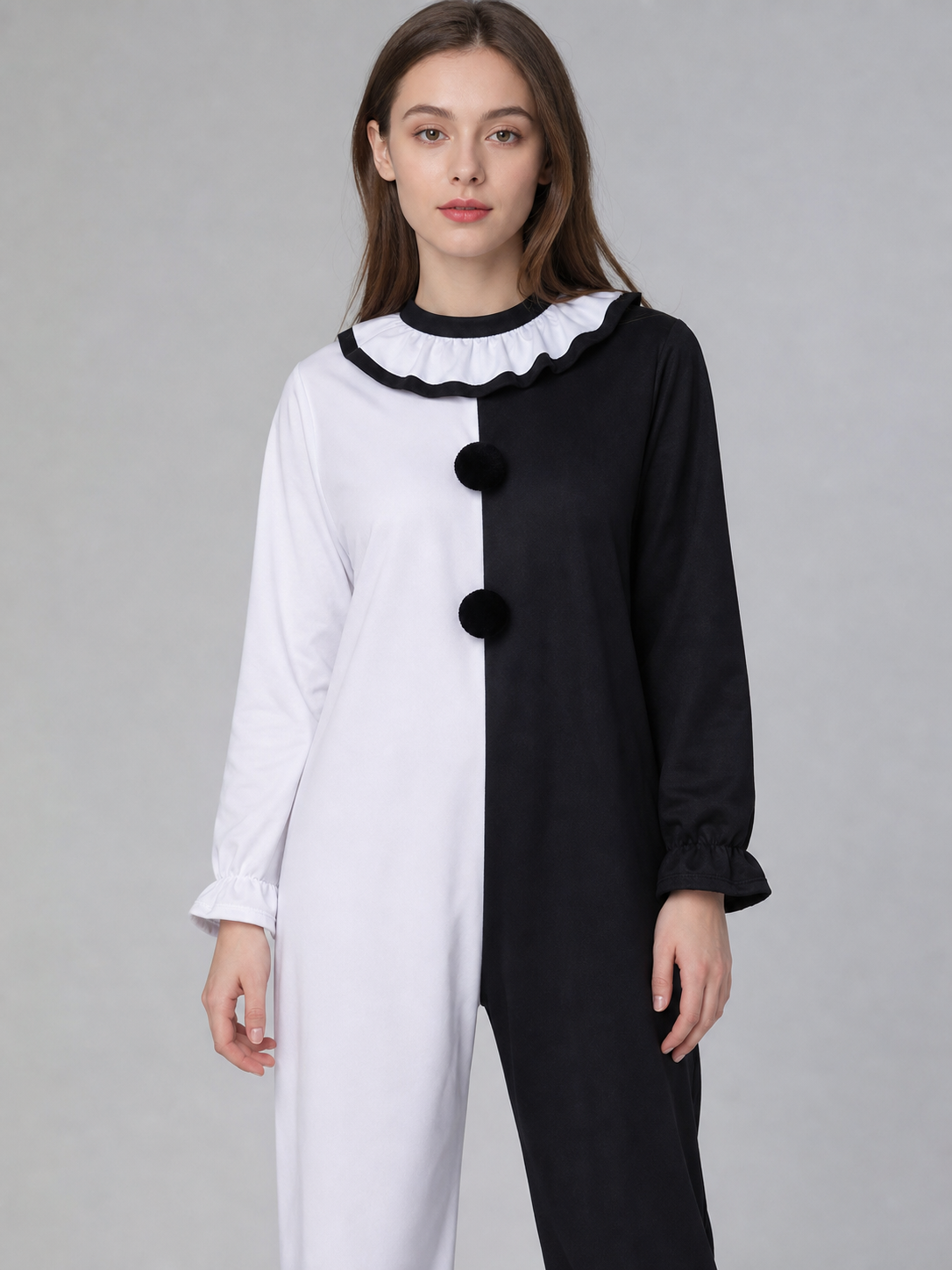 Halloween Clown Costume, Black and White Jumpsuit