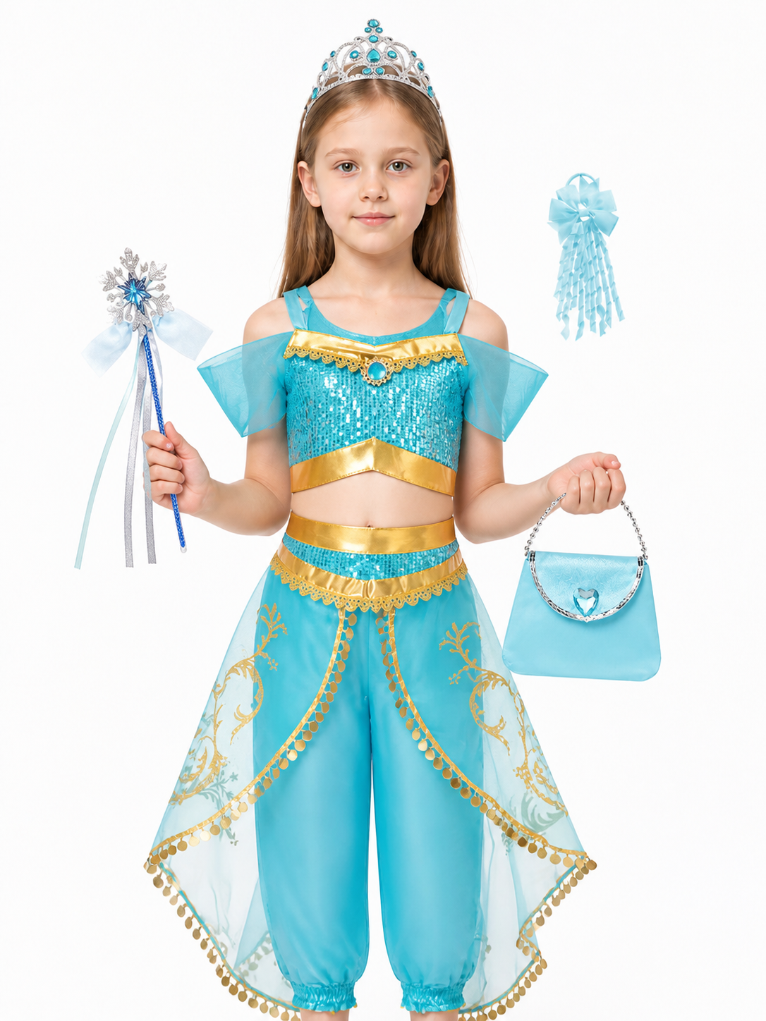Children's Arabian-Style Carnival Costume with Crown and Wand Costume Headwear detail 3