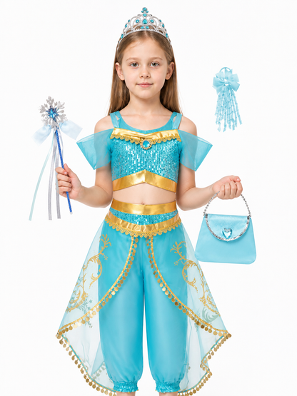 Children's Arabian-Style Carnival Costume with Crown and Wand Costume Headwear detail 3
