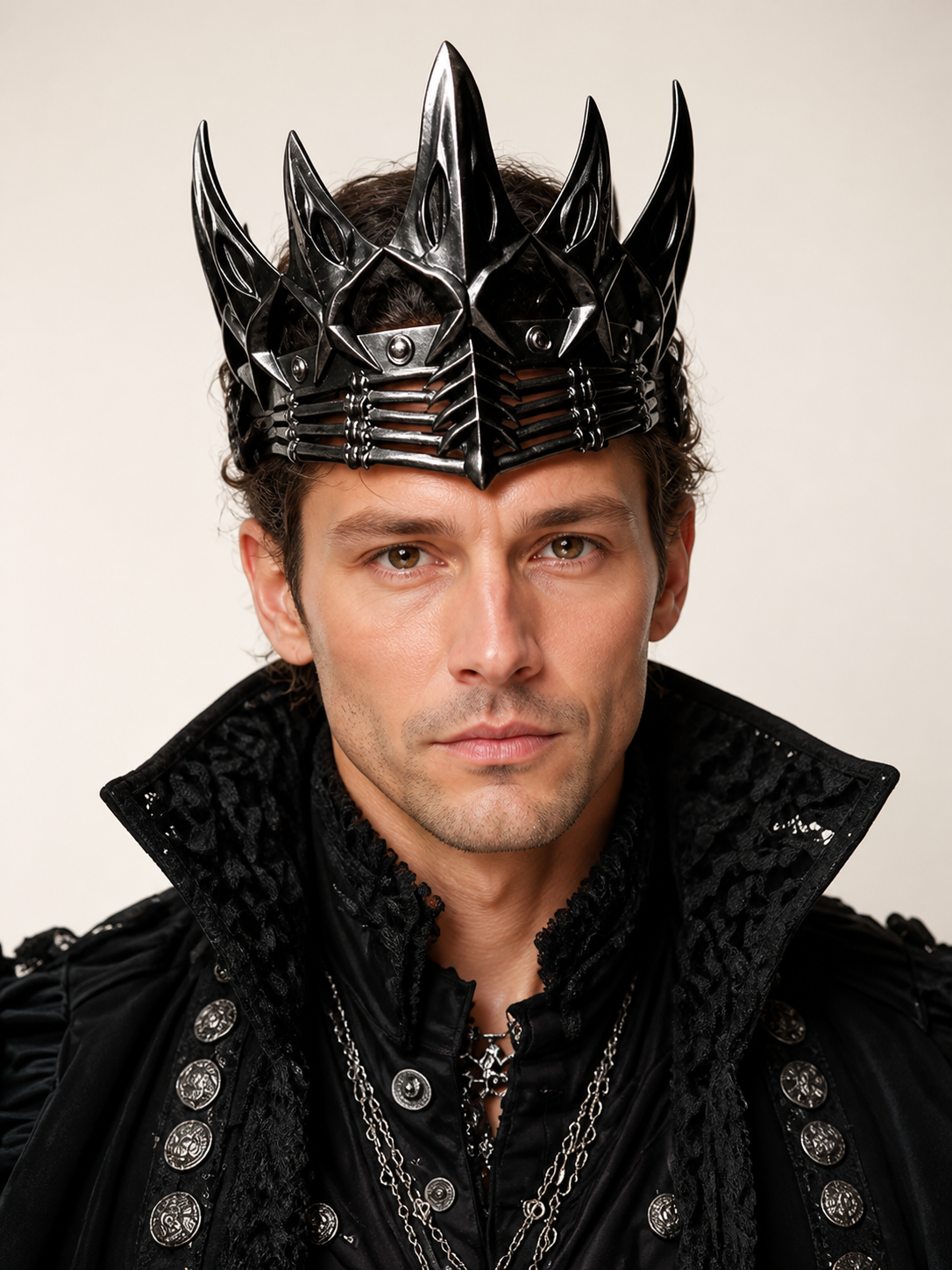 Black-and-Silver Carnival Crown Headpiece Costume Headwear detail 2