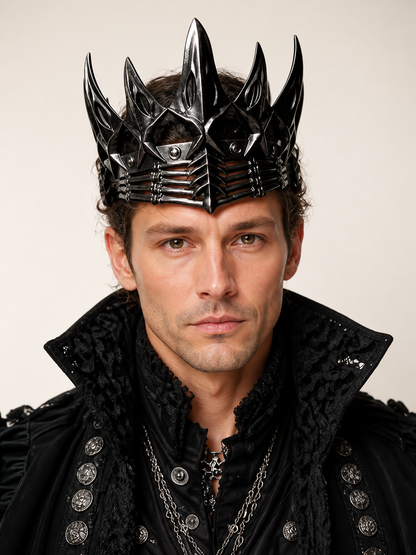Black-and-Silver Carnival Crown Headpiece Costume Headwear detail 2
