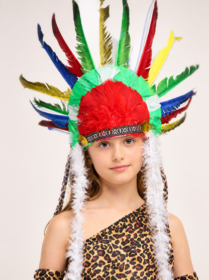Carnival Headdress with Colorful Feathers Costumes detail 2