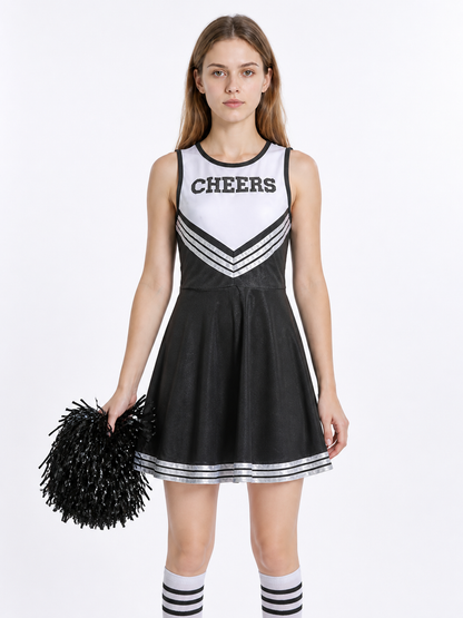 Sleeveless Cheerleading Dress with Pom-Poms and Socks Costume Dresses detail 3