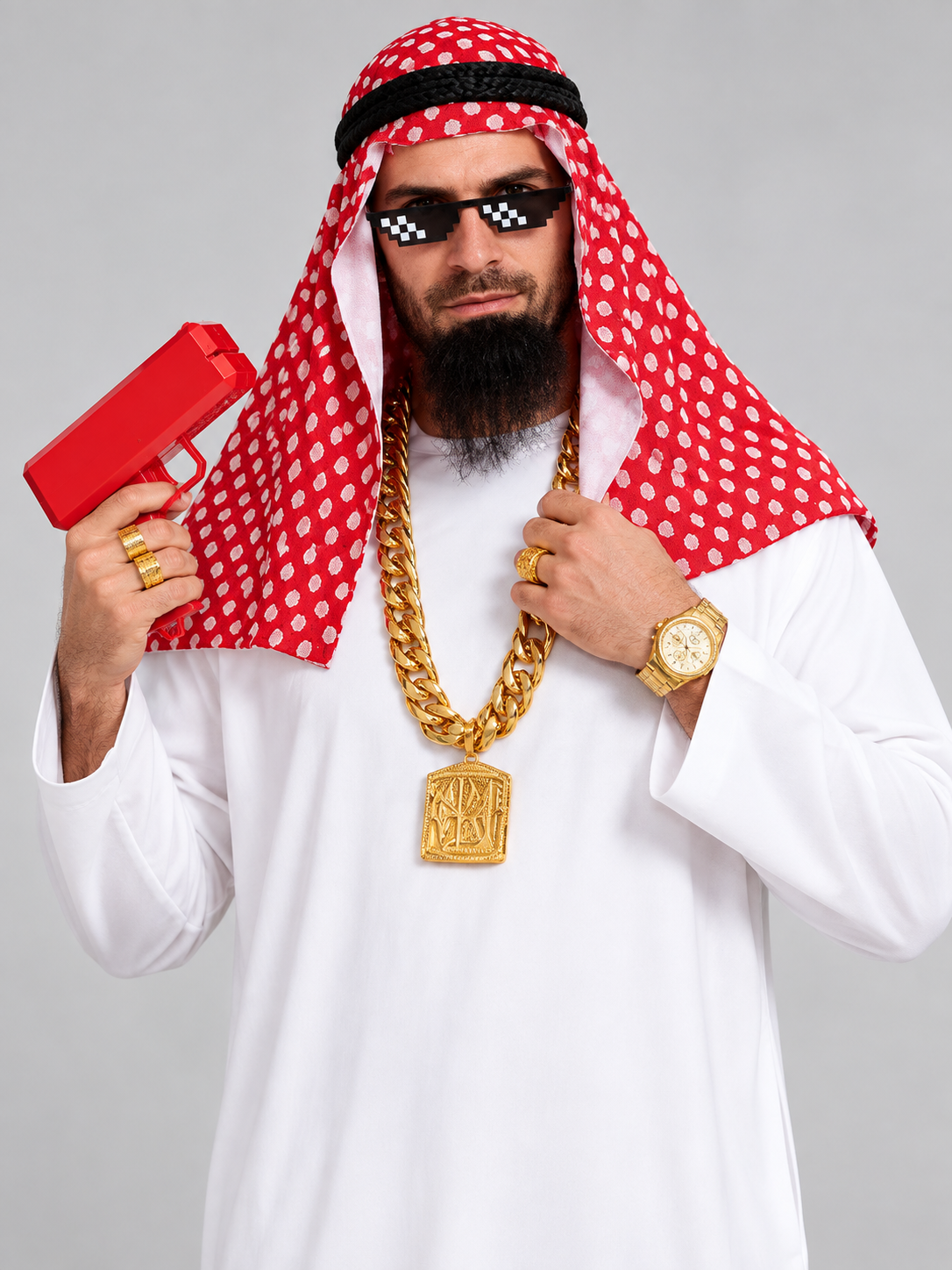 Arabian-Style Carnival Costume with Headscarf and Glasses