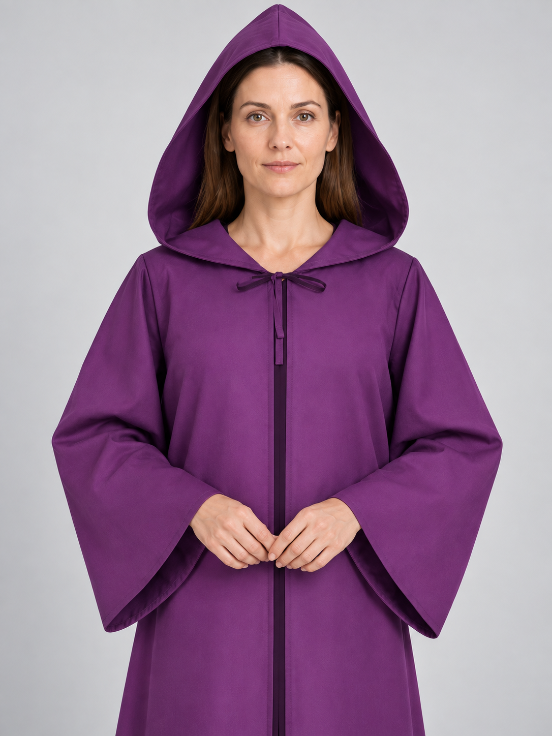 Long Purple Hooded Cloak Cape for Carnival