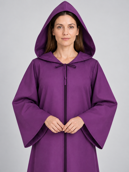 Long Purple Hooded Cloak Cape for Carnival