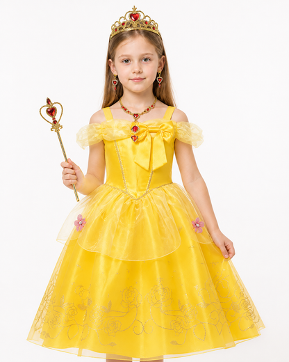 Children’s Carnival Dress with Crown and Floral Embroidery product detail 3