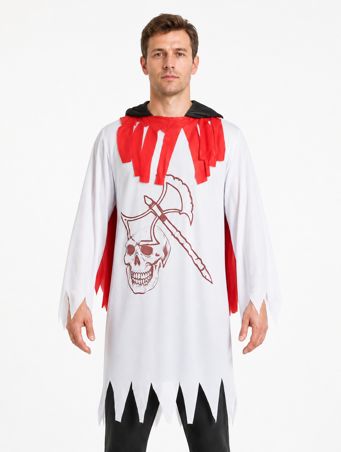 Zombie robe with a jagged hem and axe design for Halloween Costumes detail 3
