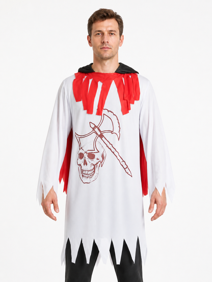 Zombie robe with a jagged hem and axe design for Halloween Costumes detail 3