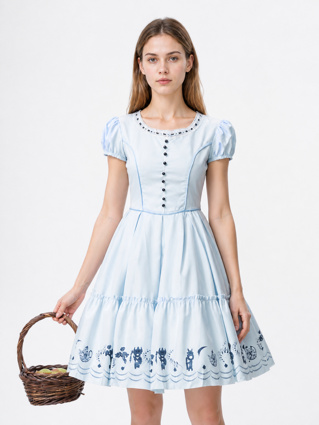 Blue Cosplay Dress with Lace Collar Costume Dresses detail 3