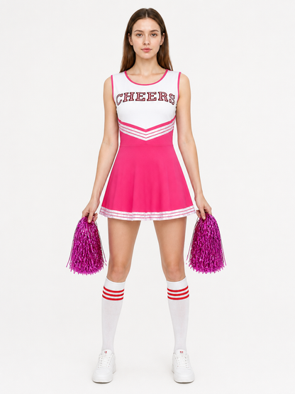CHEERS Cheerleading Dress, Pink and White