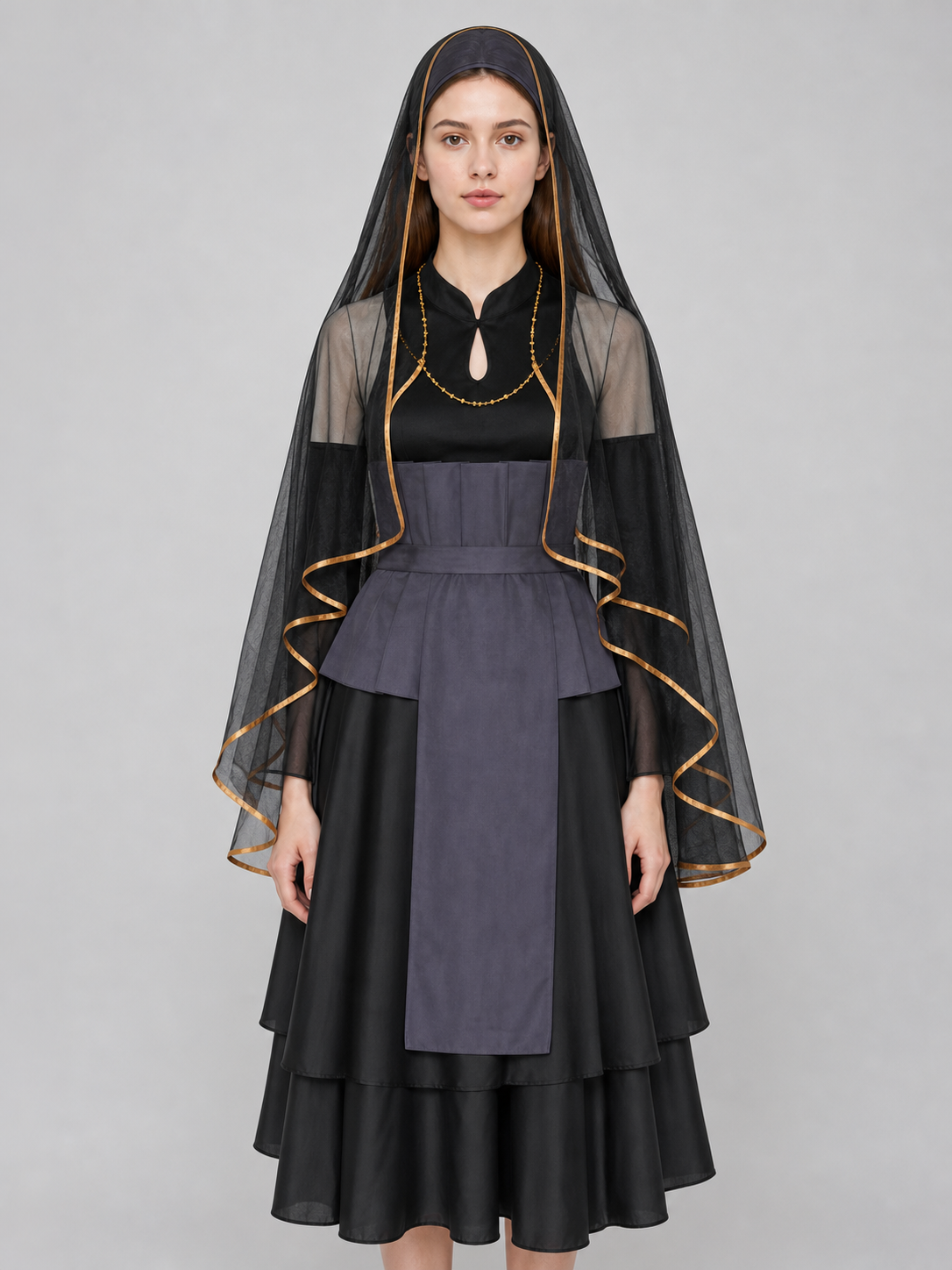 Hinata Cosplay Set with Veil and Layered Skirt