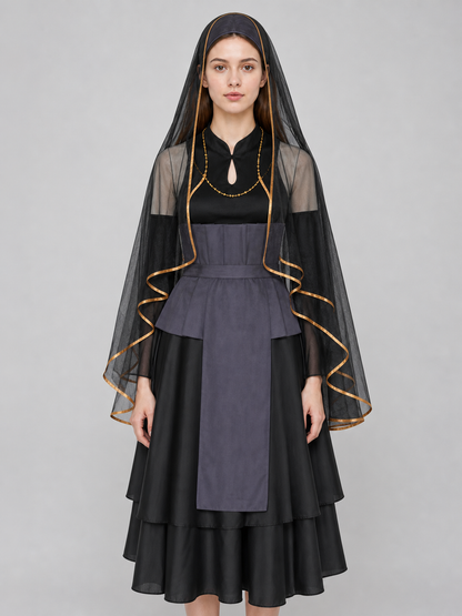 Hinata Cosplay Set with Veil and Layered Skirt