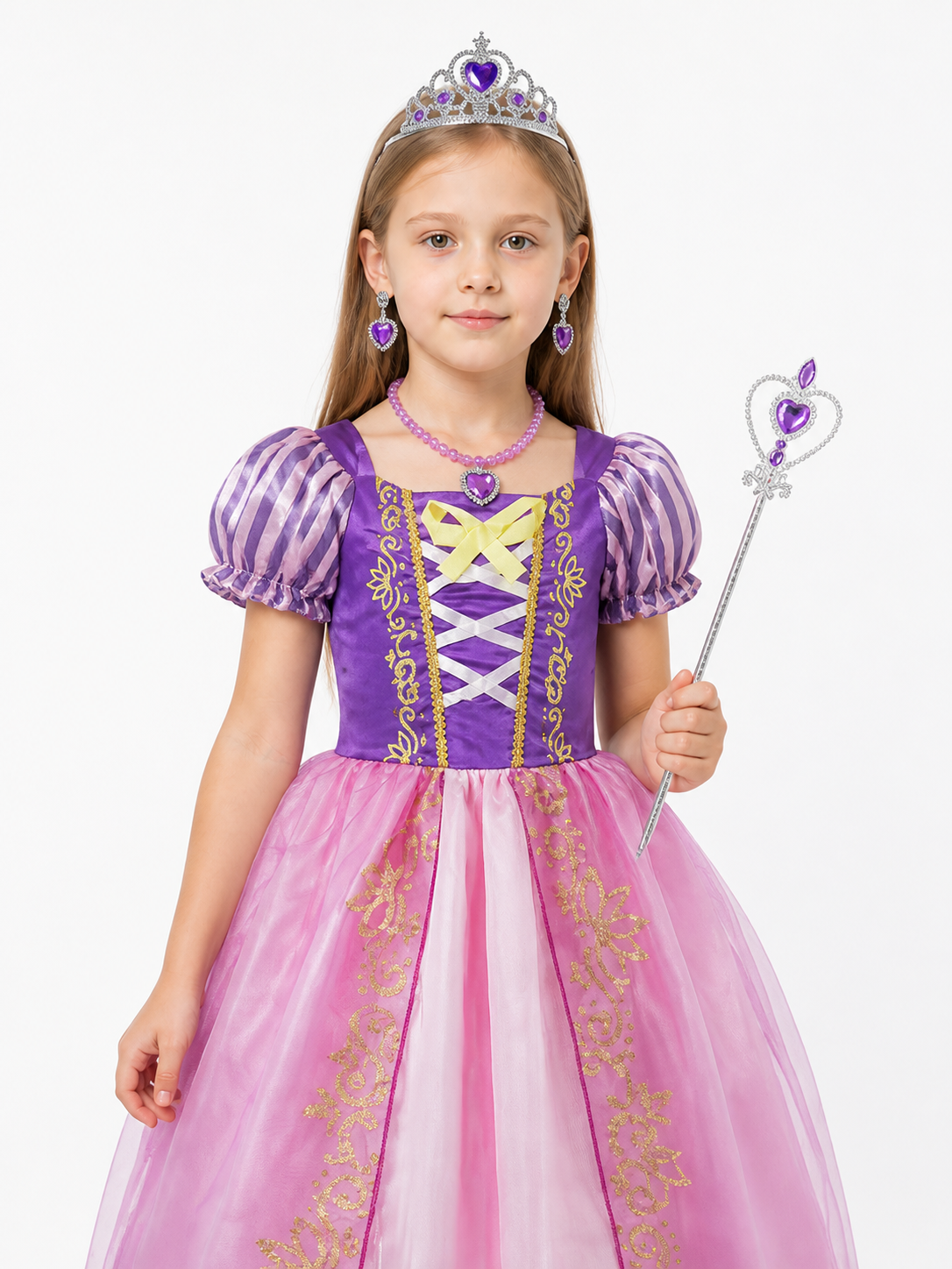 Princess costume with a full skirt, crown, and wand Costume Headwear detail 3