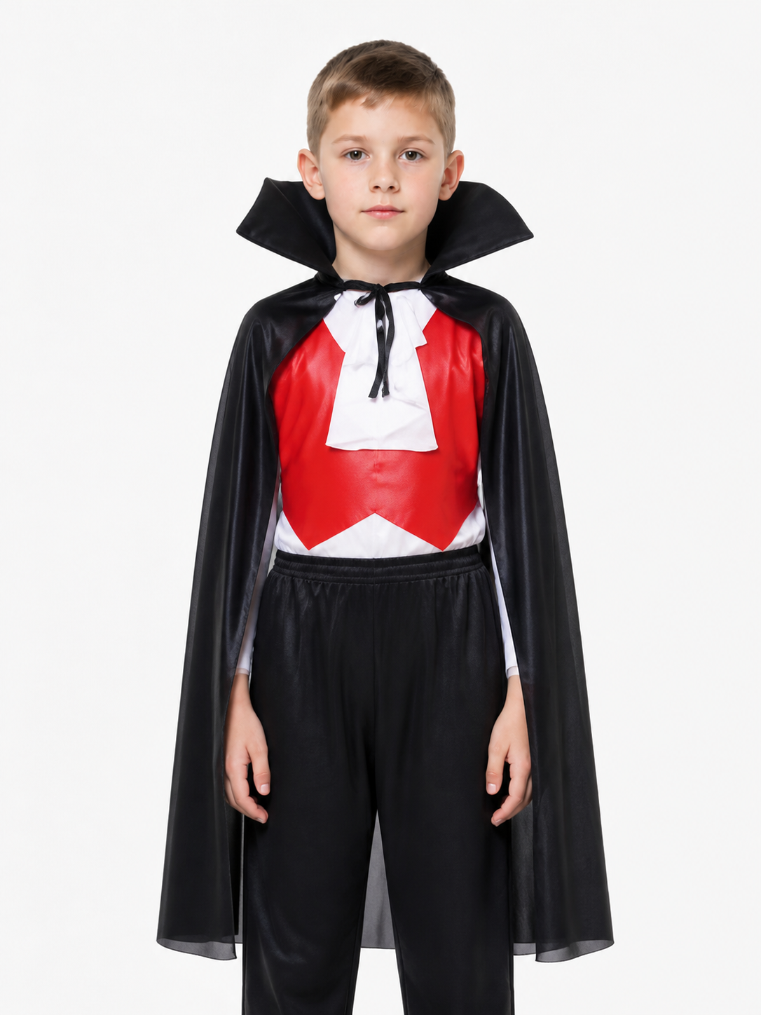 Vampire Costume with a Black Cape and Red Trim Costume Capes detail 3