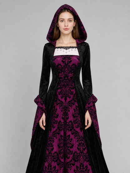 Gothic Hooded Dress with Full Skirt