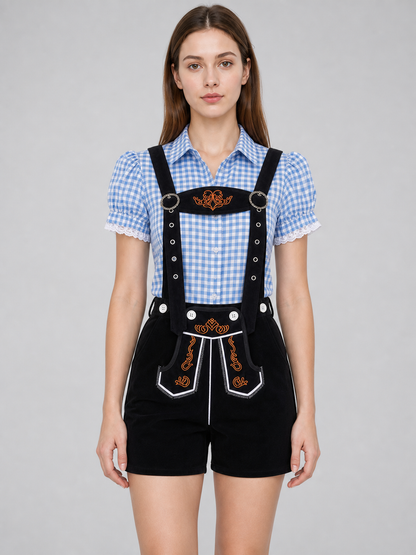 Suspenders Set: Plaid Shirt and Shorts