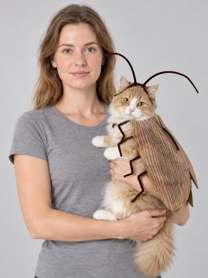 Cat Cockroach Costume with Wings and Antennae