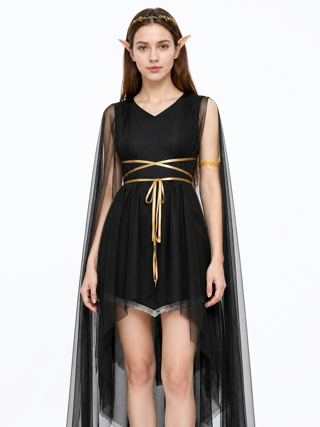 Black Dress with Cape Halloween Costume Costume Dresses detail 3