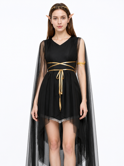 Black Dress with Cape Halloween Costume Costume Dresses detail 3