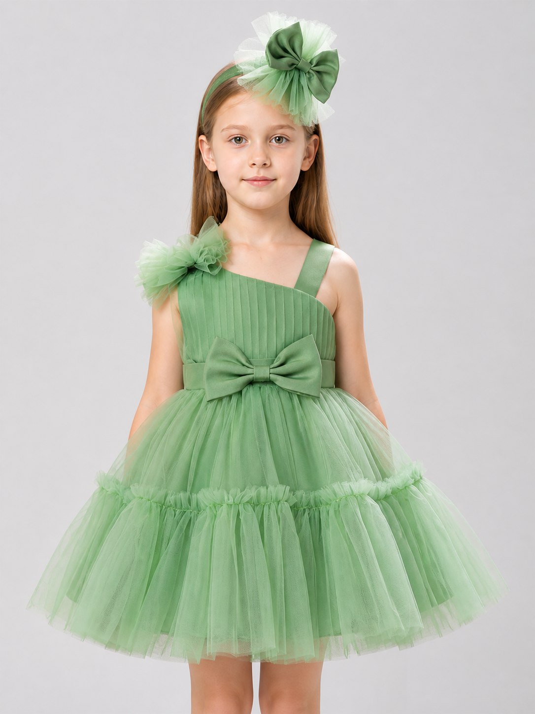 One-Shoulder Bow Tutu Dress for Flower Girls