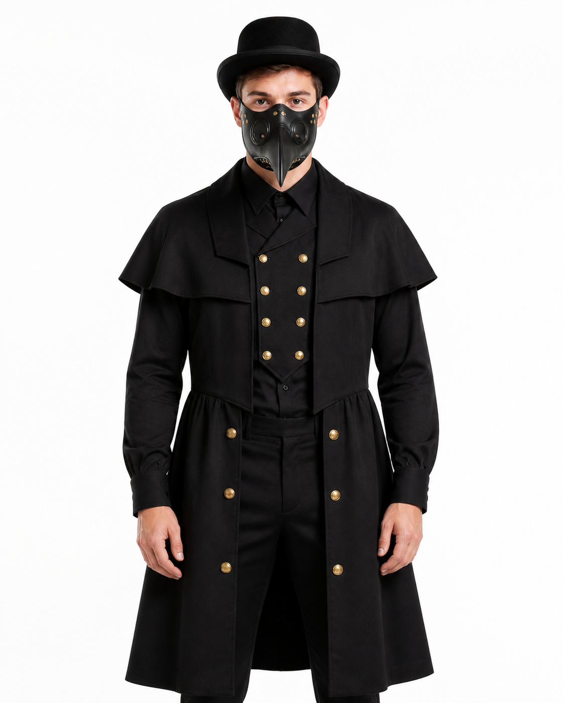 Plague Doctor Cosplay Costume with Mask and Hat Costume Masks detail 2