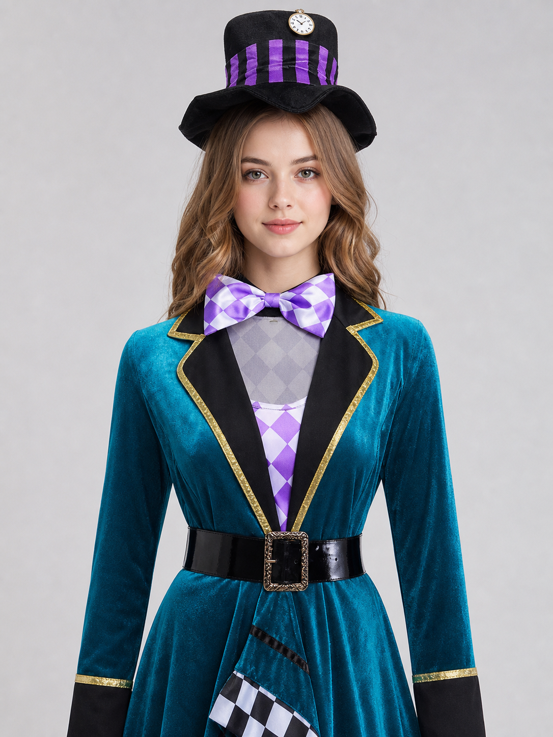 Magician Costume with Top Hat and Gloves for Performances