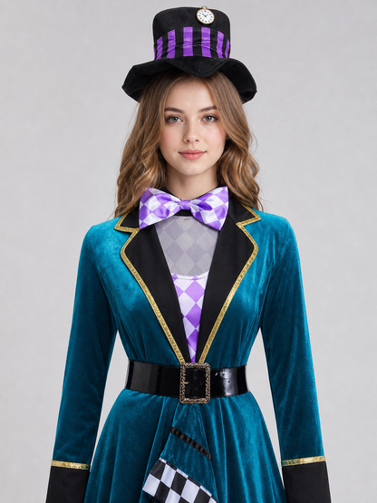 Magician Costume with Top Hat and Gloves for Performances