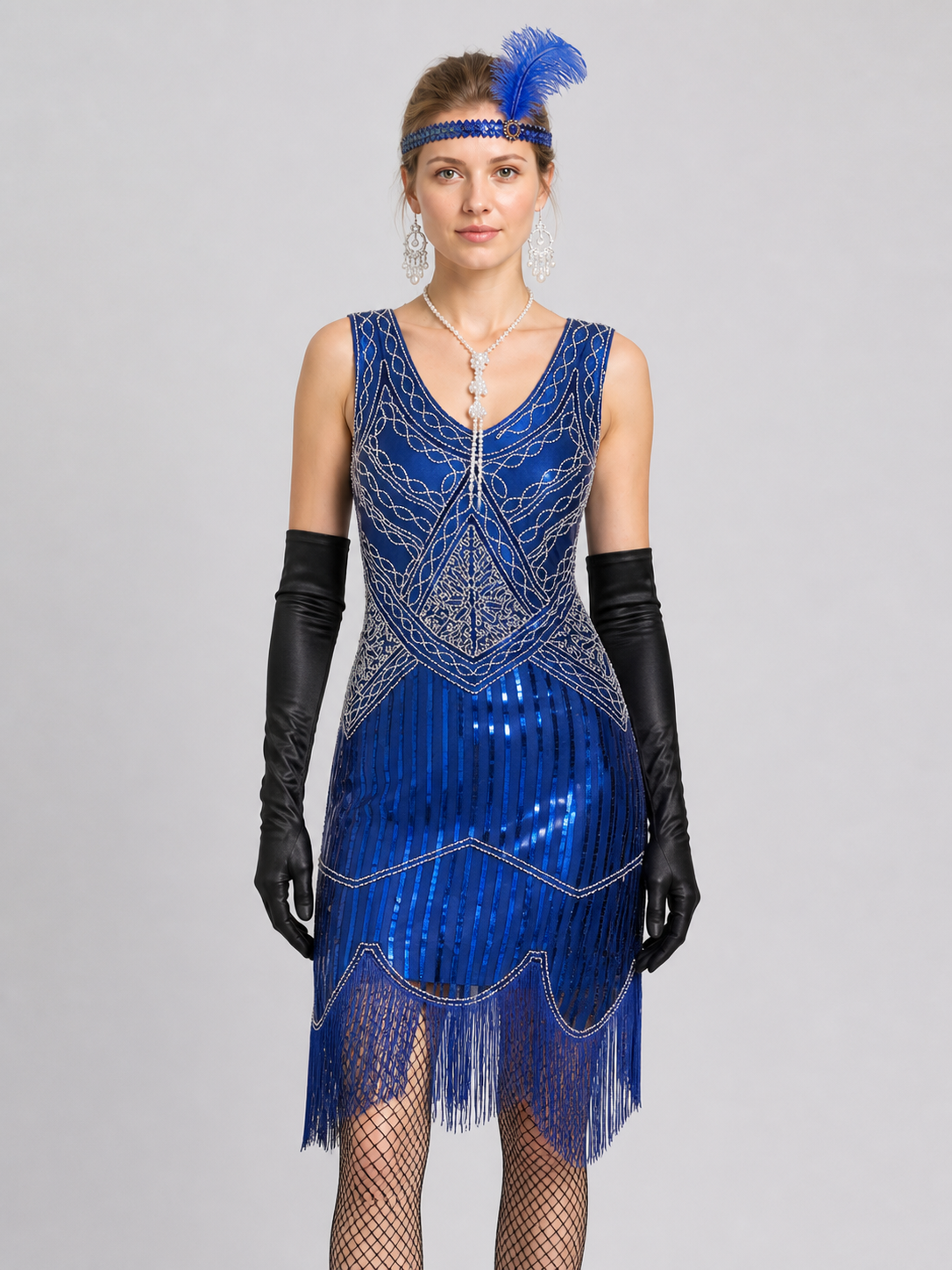 1920s Retro Sequin and Fringe Dress Costume Dresses detail 3