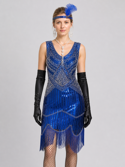 1920s Retro Sequin and Fringe Dress Costume Dresses detail 3